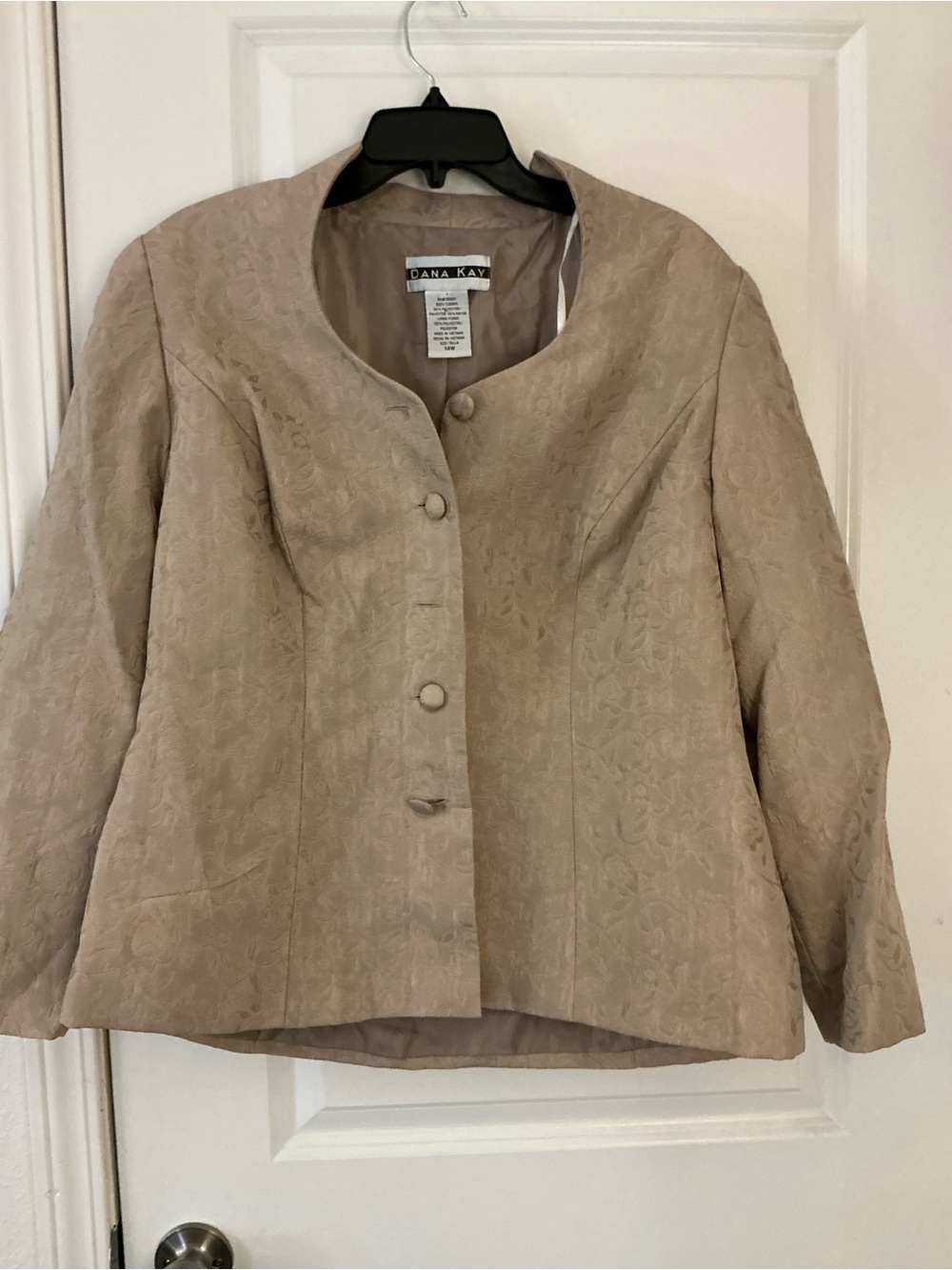 Dana Kay Women's Champagne Gold Floral Jacquard Dress Suit Jacket Blazer, Plus S